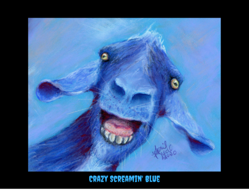 Thirteen images of goats creating mayhem drawn with soft pastels.